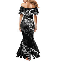 New Zealand Lawn Bowls Custom Family Matching Mermaid Dress and Hawaiian Shirt Black Maori Warrior Tribal Silver Fern - Polynesian Pride