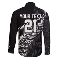 New Zealand Lawn Bowls Custom Family Matching Off The Shoulder Long Sleeve Dress and Hawaiian Shirt Black Maori Warrior Tribal Silver Fern - Polynesian Pride