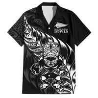 New Zealand Lawn Bowls Custom Family Matching Off Shoulder Maxi Dress and Hawaiian Shirt Black Maori Warrior Tribal Silver Fern - Polynesian Pride