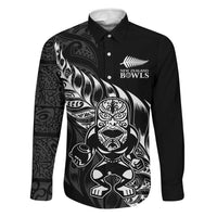 New Zealand Lawn Bowls Custom Family Matching Off Shoulder Maxi Dress and Hawaiian Shirt Black Maori Warrior Tribal Silver Fern - Polynesian Pride