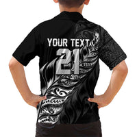 New Zealand Lawn Bowls Custom Family Matching Short Sleeve Bodycon Dress and Hawaiian Shirt Black Maori Warrior Tribal Silver Fern - Polynesian Pride