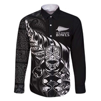 New Zealand Lawn Bowls Custom Family Matching Short Sleeve Bodycon Dress and Hawaiian Shirt Black Maori Warrior Tribal Silver Fern - Polynesian Pride