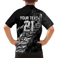 New Zealand Lawn Bowls Custom Family Matching Summer Maxi Dress and Hawaiian Shirt Black Maori Warrior Tribal Silver Fern - Polynesian Pride