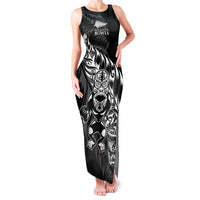 New Zealand Lawn Bowls Custom Family Matching Tank Maxi Dress and Hawaiian Shirt Black Maori Warrior Tribal Silver Fern - Polynesian Pride