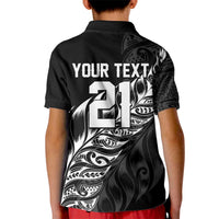 New Zealand Lawn Bowls Custom Kid Polo Shirt Black Maori Warrior Tribal Silver Fern - Polynesian Pride