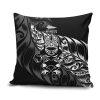 New Zealand Lawn Bowls Pillow Cover Black Maori Warrior Tribal Silver Fern - Polynesian Pride