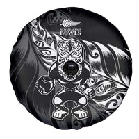 New Zealand Lawn Bowls Spare Tire Cover Black Maori Warrior Tribal Silver Fern - Polynesian Pride