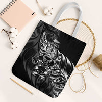 New Zealand Lawn Bowls Tote Bag Black Maori Warrior Tribal Silver Fern - Polynesian Pride