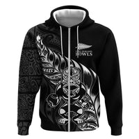New Zealand Lawn Bowls Custom Zip Hoodie Black Maori Warrior Tribal Silver Fern - Polynesian Pride