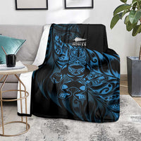 New Zealand Lawn Bowls Blanket Blue Maori Warrior Tribal Silver Fern - Polynesian Pride