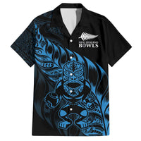 New Zealand Lawn Bowls Custom Family Matching Off The Shoulder Long Sleeve Dress and Hawaiian Shirt Blue Maori Warrior Tribal Silver Fern - Polynesian Pride