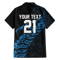 New Zealand Lawn Bowls Custom Family Matching Off Shoulder Maxi Dress and Hawaiian Shirt Blue Maori Warrior Tribal Silver Fern - Polynesian Pride