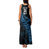 New Zealand Lawn Bowls Custom Family Matching Tank Maxi Dress and Hawaiian Shirt Blue Maori Warrior Tribal Silver Fern - Polynesian Pride