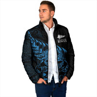 New Zealand Lawn Bowls Custom Padded Jacket Blue Maori Warrior Tribal Silver Fern - Polynesian Pride