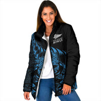 New Zealand Lawn Bowls Custom Padded Jacket Blue Maori Warrior Tribal Silver Fern - Polynesian Pride