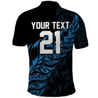 New Zealand Lawn Bowls Custom Polo Shirt Blue Maori Warrior Tribal Silver Fern - Polynesian Pride