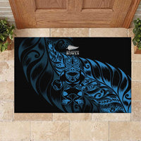 New Zealand Lawn Bowls Rubber Doormat Blue Maori Warrior Tribal Silver Fern - Polynesian Pride