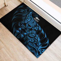 New Zealand Lawn Bowls Rubber Doormat Blue Maori Warrior Tribal Silver Fern - Polynesian Pride