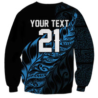 New Zealand Lawn Bowls Custom Sweatshirt Blue Maori Warrior Tribal Silver Fern - Polynesian Pride