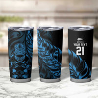 New Zealand Lawn Bowls Custom Tumbler Cup Blue Maori Warrior Tribal Silver Fern - Polynesian Pride