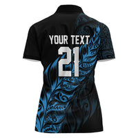 New Zealand Lawn Bowls Custom Women Polo Shirt Blue Maori Warrior Tribal Silver Fern - Polynesian Pride