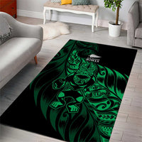 New Zealand Lawn Bowls Area Rug Green Maori Warrior Tribal Silver Fern - Polynesian Pride