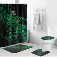 New Zealand Lawn Bowls Bathroom Set Green Maori Warrior Tribal Silver Fern - Polynesian Pride