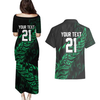 New Zealand Lawn Bowls Custom Couples Matching Puletasi and Hawaiian Shirt Green Maori Warrior Tribal Silver Fern - Polynesian Pride