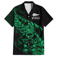 New Zealand Lawn Bowls Custom Family Matching Off The Shoulder Long Sleeve Dress and Hawaiian Shirt Green Maori Warrior Tribal Silver Fern - Polynesian Pride