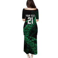 New Zealand Lawn Bowls Custom Family Matching Puletasi and Hawaiian Shirt Green Maori Warrior Tribal Silver Fern - Polynesian Pride