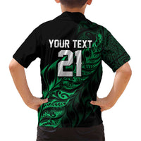 New Zealand Lawn Bowls Custom Family Matching Summer Maxi Dress and Hawaiian Shirt Green Maori Warrior Tribal Silver Fern - Polynesian Pride