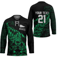 New Zealand Lawn Bowls Custom Hockey Jersey Green Maori Warrior Tribal Silver Fern - Polynesian Pride