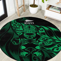 New Zealand Lawn Bowls Round Carpet Green Maori Warrior Tribal Silver Fern - Polynesian Pride