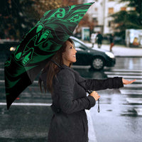 New Zealand Lawn Bowls Umbrella Green Maori Warrior Tribal Silver Fern - Polynesian Pride