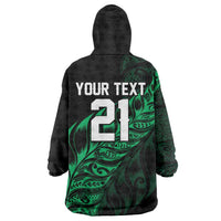 New Zealand Lawn Bowls Custom Wearable Blanket Hoodie Green Maori Warrior Tribal Silver Fern - Polynesian Pride