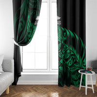 New Zealand Lawn Bowls Window Curtain Green Maori Warrior Tribal Silver Fern - Polynesian Pride