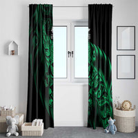 New Zealand Lawn Bowls Window Curtain Green Maori Warrior Tribal Silver Fern - Polynesian Pride