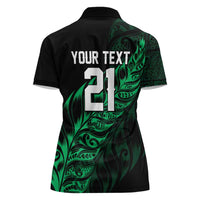 New Zealand Lawn Bowls Custom Women Polo Shirt Green Maori Warrior Tribal Silver Fern - Polynesian Pride