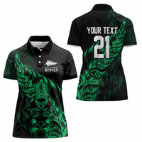 New Zealand Lawn Bowls Custom Women Polo Shirt Green Maori Warrior Tribal Silver Fern - Polynesian Pride
