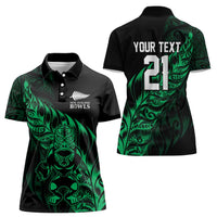New Zealand Lawn Bowls Custom Women Polo Shirt Green Maori Warrior Tribal Silver Fern - Polynesian Pride