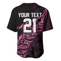 New Zealand Lawn Bowls Custom Baseball Jersey Pink Maori Warrior Tribal Silver Fern - Polynesian Pride