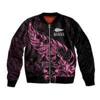 New Zealand Lawn Bowls Custom Bomber Jacket Pink Maori Warrior Tribal Silver Fern - Polynesian Pride