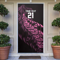 New Zealand Lawn Bowls Custom Door Cover Pink Maori Warrior Tribal Silver Fern - Polynesian Pride