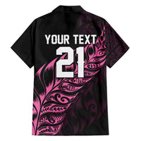 New Zealand Lawn Bowls Custom Family Matching Off Shoulder Maxi Dress and Hawaiian Shirt Pink Maori Warrior Tribal Silver Fern - Polynesian Pride
