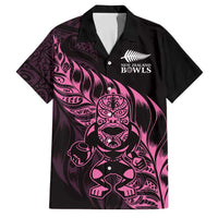 New Zealand Lawn Bowls Custom Family Matching Puletasi and Hawaiian Shirt Pink Maori Warrior Tribal Silver Fern - Polynesian Pride