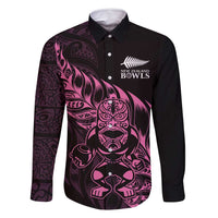 New Zealand Lawn Bowls Custom Family Matching Tank Maxi Dress and Hawaiian Shirt Pink Maori Warrior Tribal Silver Fern - Polynesian Pride
