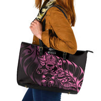 New Zealand Lawn Bowls Leather Tote Bag Pink Maori Warrior Tribal Silver Fern - Polynesian Pride
