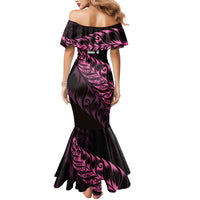 New Zealand Lawn Bowls Custom Mermaid Dress Pink Maori Warrior Tribal Silver Fern - Polynesian Pride
