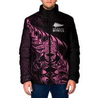 New Zealand Lawn Bowls Custom Padded Jacket Pink Maori Warrior Tribal Silver Fern - Polynesian Pride