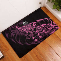 New Zealand Lawn Bowls Rubber Doormat Pink Maori Warrior Tribal Silver Fern - Polynesian Pride